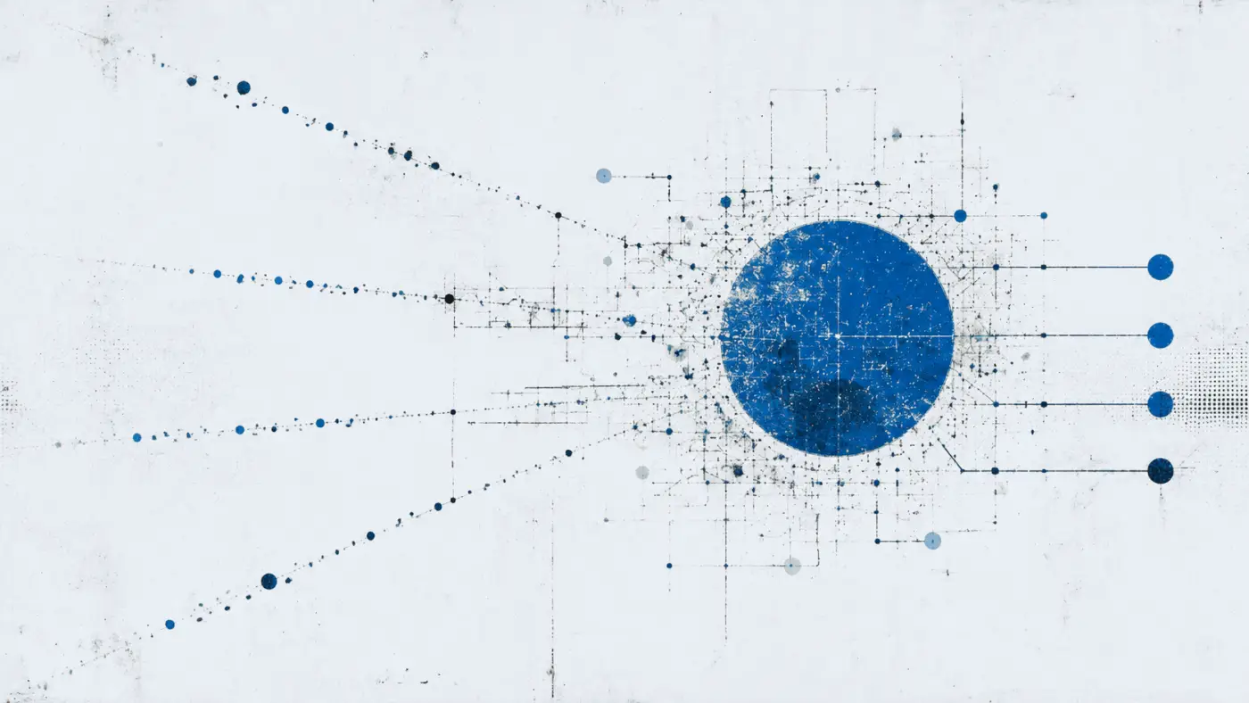 Screenprint: many trajectories converging into one body